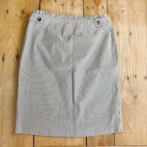 Soho Apparel Ticking Stripe Pencil Skirt Vintage Style M Linen Blend